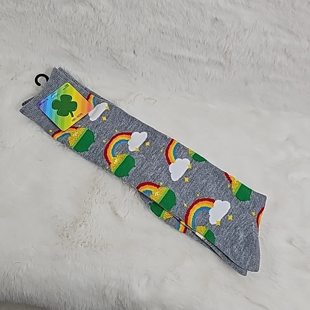 St Patrick's Day Gold at the End of Rainbow Knee High Socks Size 4-10
